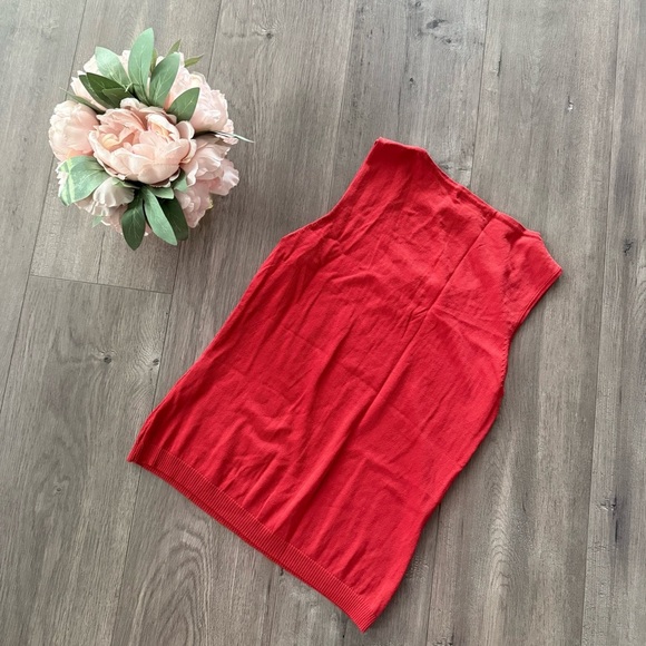 Vintage Linda Matthews Red Woven Knit Sleeveless Sweater Top - Picture 3 of 4
